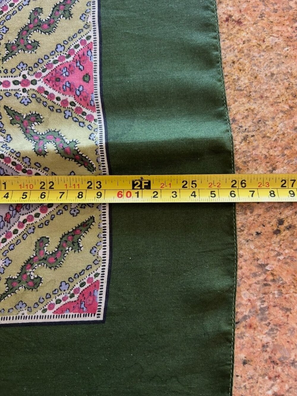 Vintage Liberty of London Green Border Silk Scarf - Picture 6 of 12